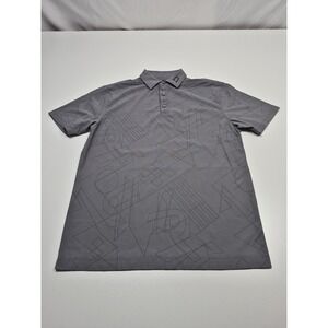 Druids Polo Shirt Mens L Gray Geometric Athletic Golf Performance Stretch AOP